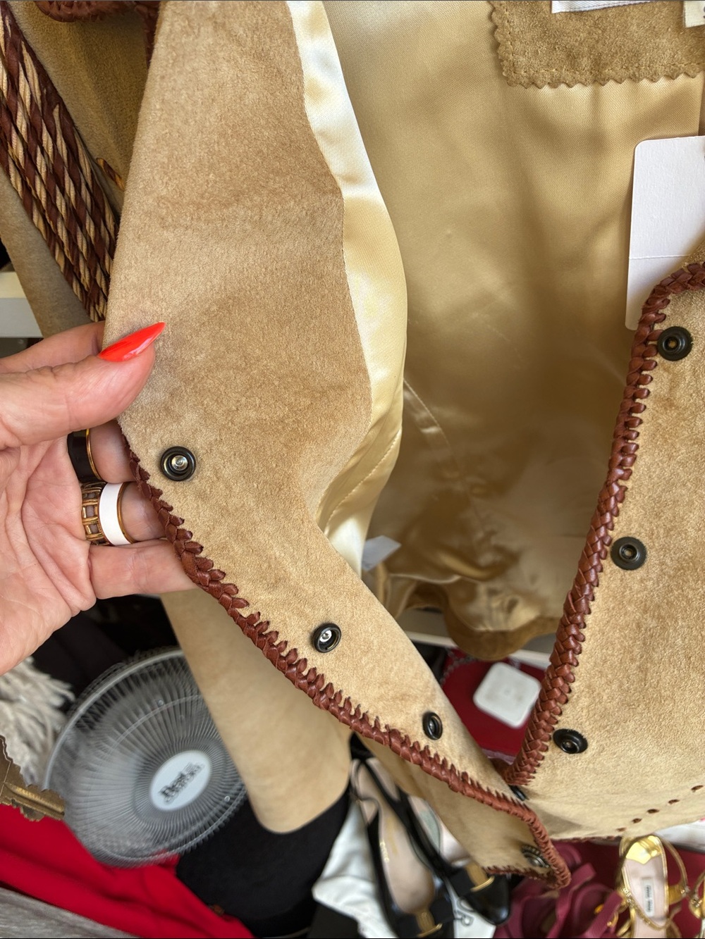 Diamond Leathers Tan Suede Fringe Vintage Suede Jacket/S - Picture 8 of 9